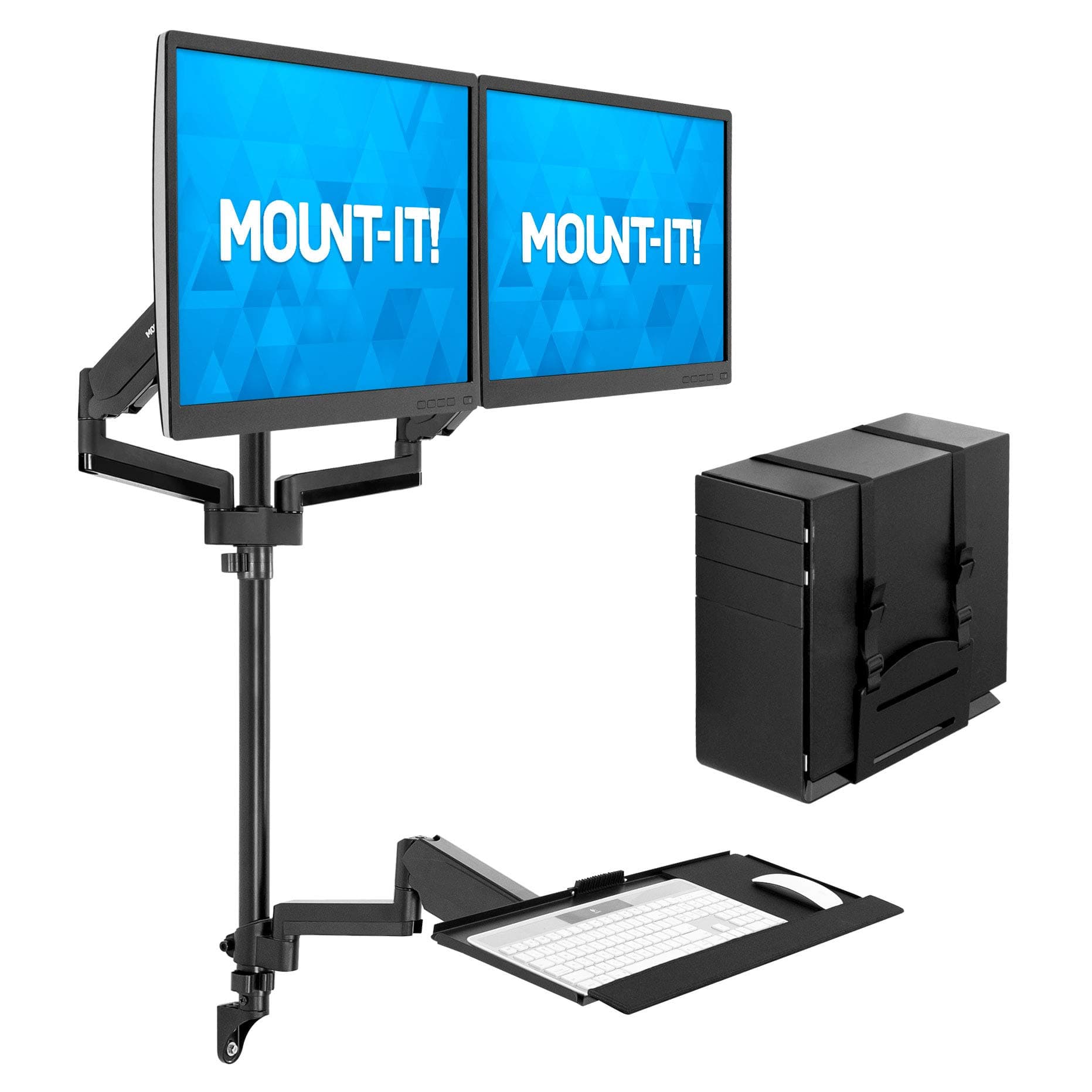 Mount-It! Sit-Stand Desk Mount Workstation Wall Mounted Dual Monitor