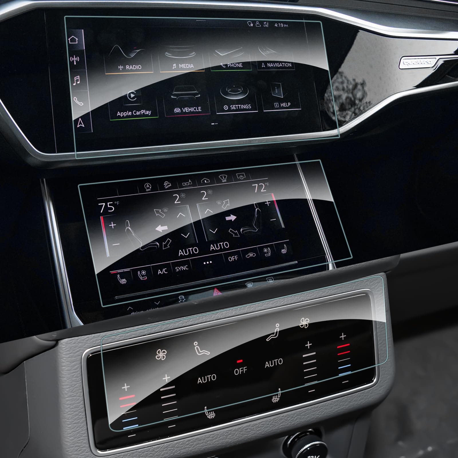 – SHAOHAO [3pcs pack for Audi A6 C8/4K & A7 4K8 2019-2023 2024 UK Car (Navigation + Rear Entertainment System) Complete set of screen protectors tempered glass film audi a6 c8