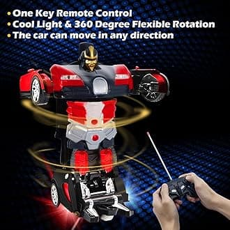 Remote Control Transform Car Robot Toy with Lights Deformation RC Car 2.4Ghz 1:18 Rechargeable 360°Rotating Stunt Race Car Toys for Kids Boy Girl Age 8 9 10 11 Year Old Holiday Toy Birthday Gifts