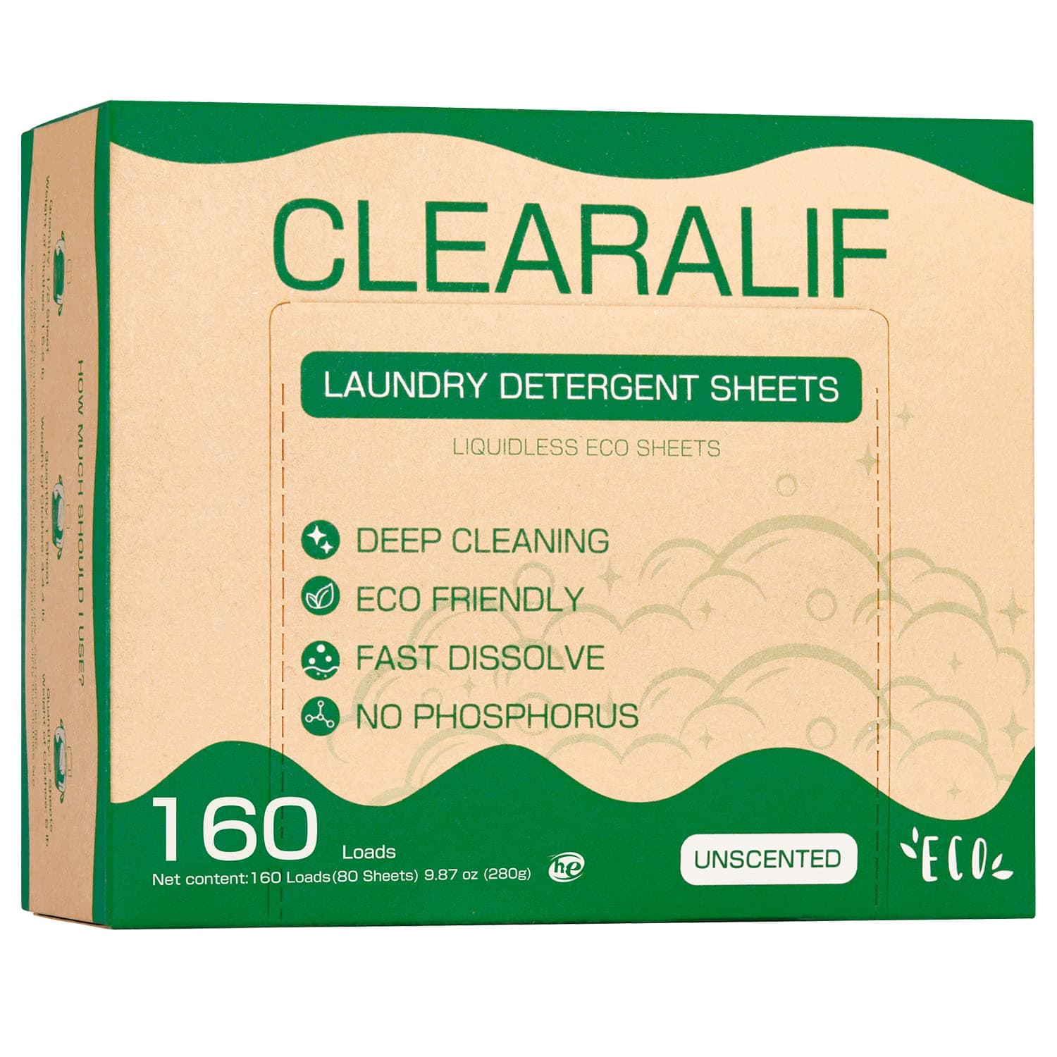- Laundry Detergent Sheets up to 160 Loads (80sheets), Unscented, Laundry Detergent Strips Eco Friendly & Hypoallergenic