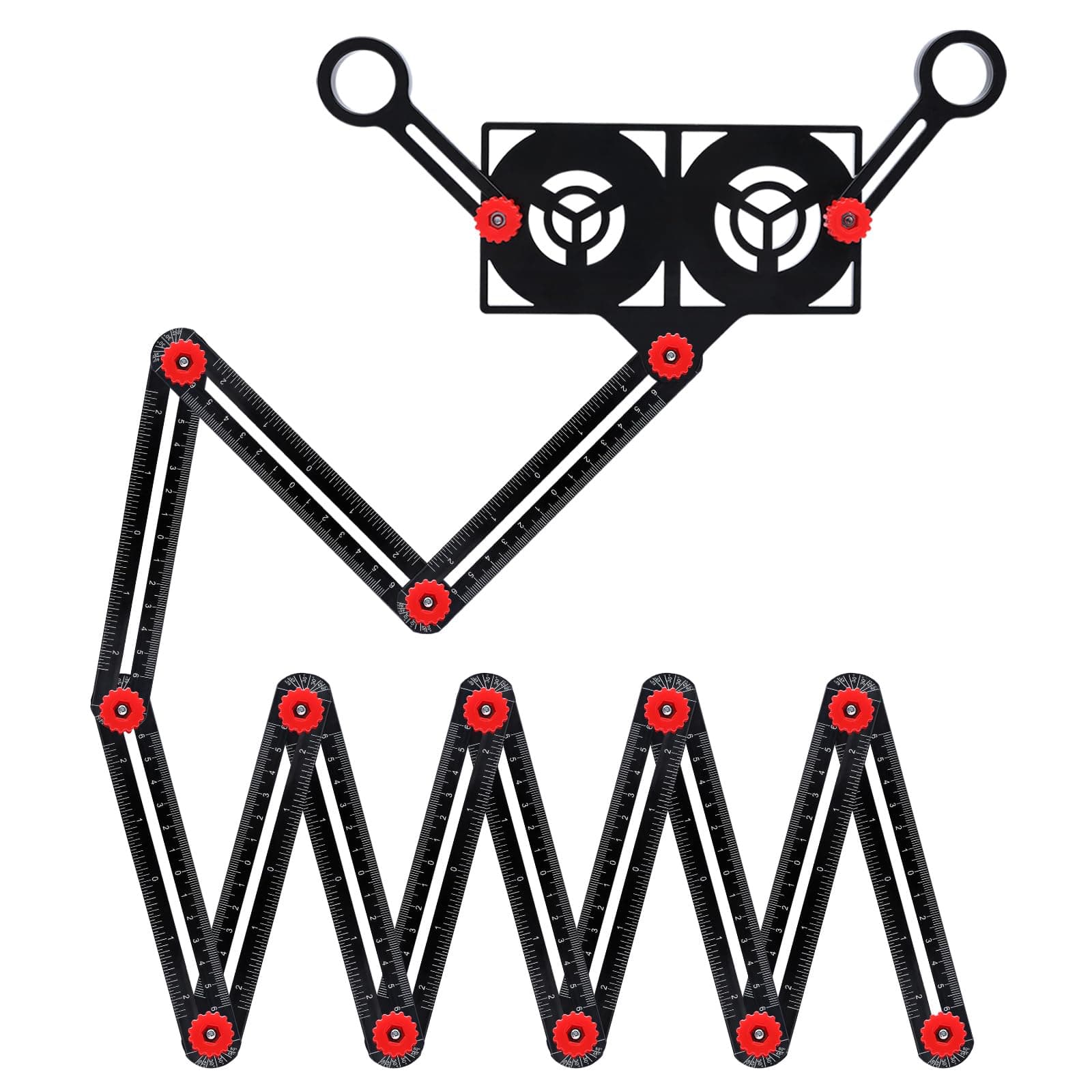 Multi Angle Measuring Ruler 12-Sides Aluminum Alloy Angle Measuring Tool Universal Adjustable Multifunction Ruler Precision Hole Punch Locator for Tile Glass Woodworking