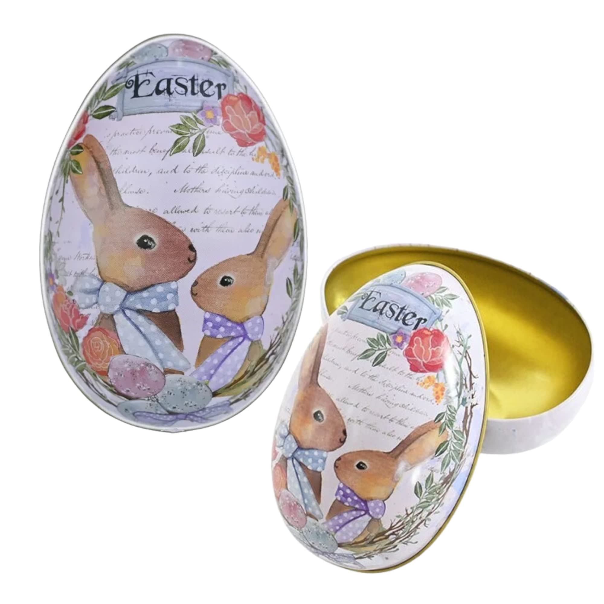 2 Pc Easter Eggs Chocolate Fillable Metal Candy Box Easter Egg Hunt Candy Easter Decorations – Rabbit Bunny Egg Shaped Candy Box Party Supplies Decorations 12.5x8.5x9 CM Easter Gifts for Kids