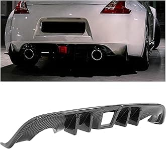 HECASA Rear Diffuser Bumper Lip Compatible with 2009-2020 Nissan 370Z Z34 Coupe 2Door Model Shark Fin Style Rear Bumper Spoiler Valance Chin ABS Plastic Carbon Fiber Color