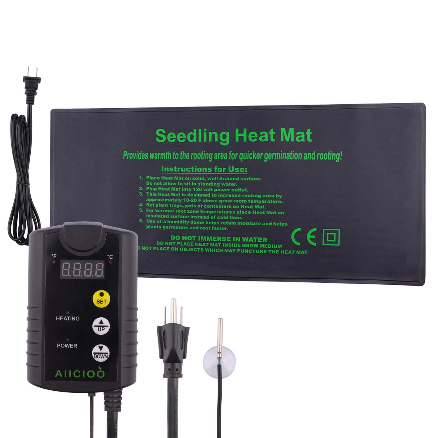 Germination Heat Mat with Temperature Control - Waterproof Germination Heating Pad Digital Thermostart for Reptiles Kombucha Plant Combo Set