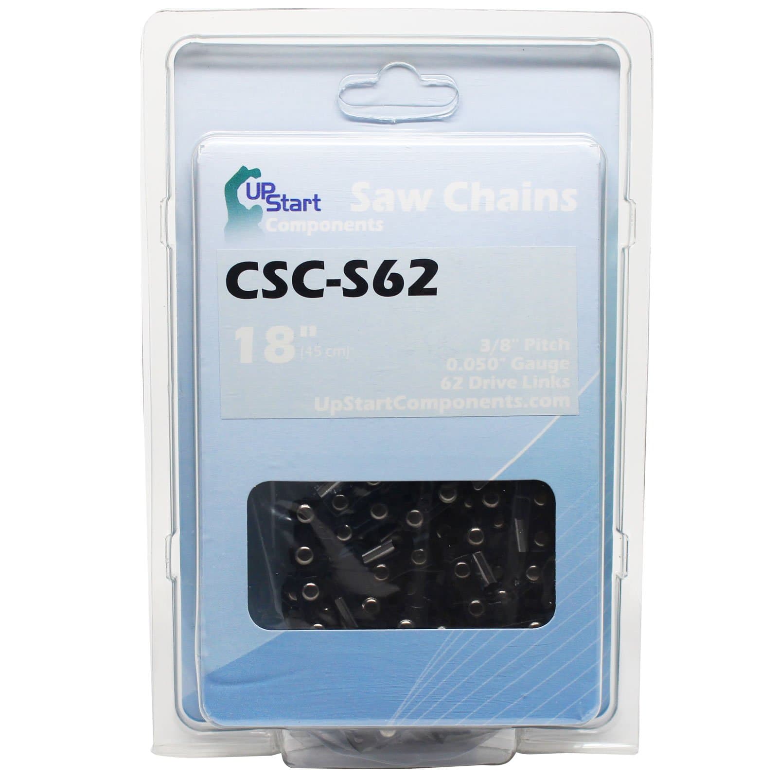 UpStart Components 2-Pack 18" Semi Chisel Saw Chain for Homelite 23AV Chainsaws - (18 inch, 3/8" Low Profile Pitch, 0.050" Gauge, 62 Drive Links, CSC-S62)