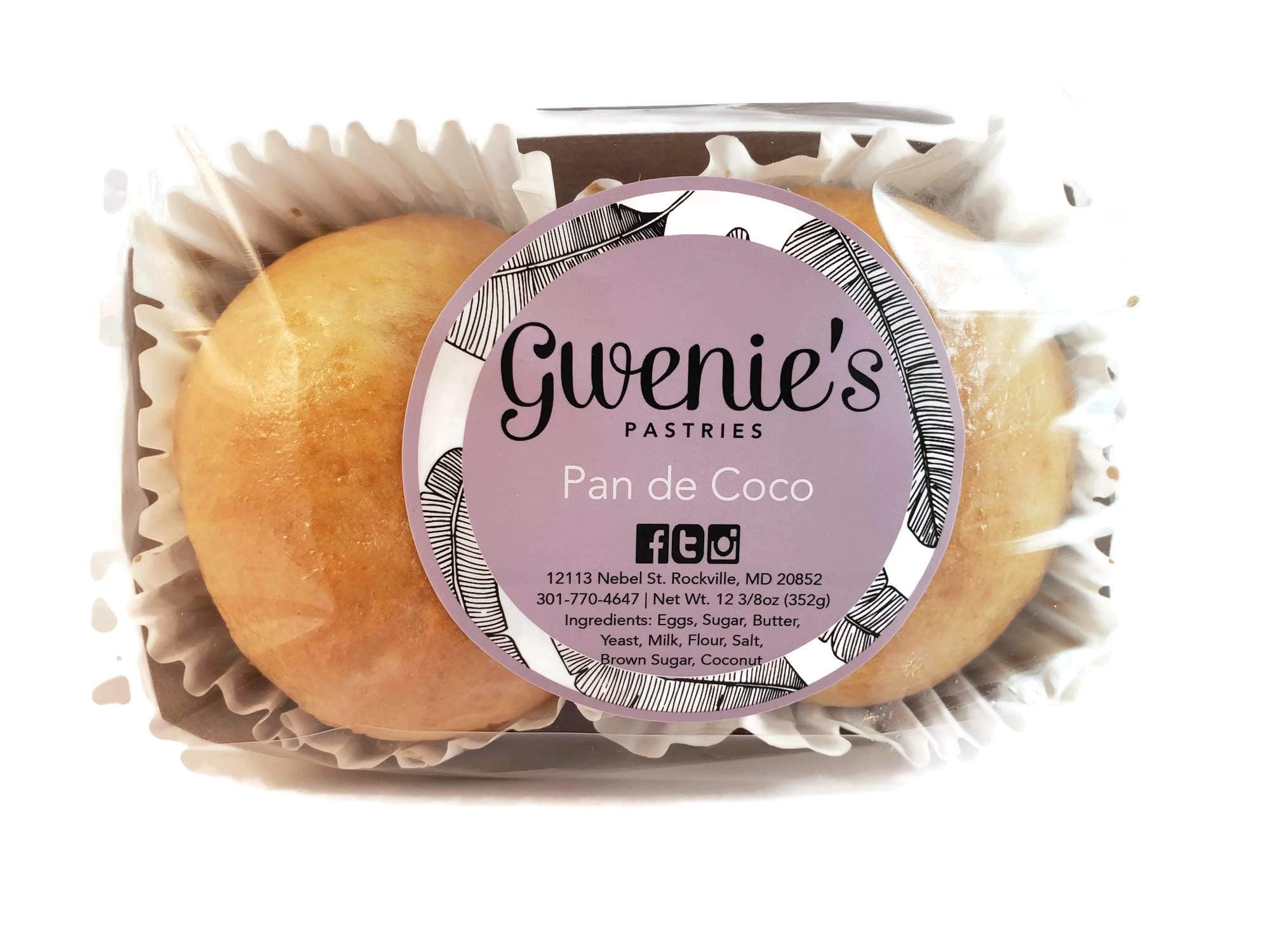 Gwenie's Pastries Pan De Coco 1 Pack (2 Pieces Per Pack)