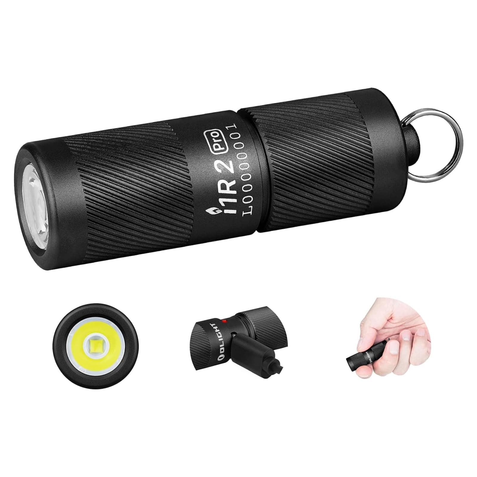 I1R 2 Pro Eos 180 Lumens EDC Rechargeable Keychain Flashlight, Powered by Built-in Rechargeable Li-ion Battery with Type-C USB Cable, Slim Mini Handheld Light for Everyday Carry