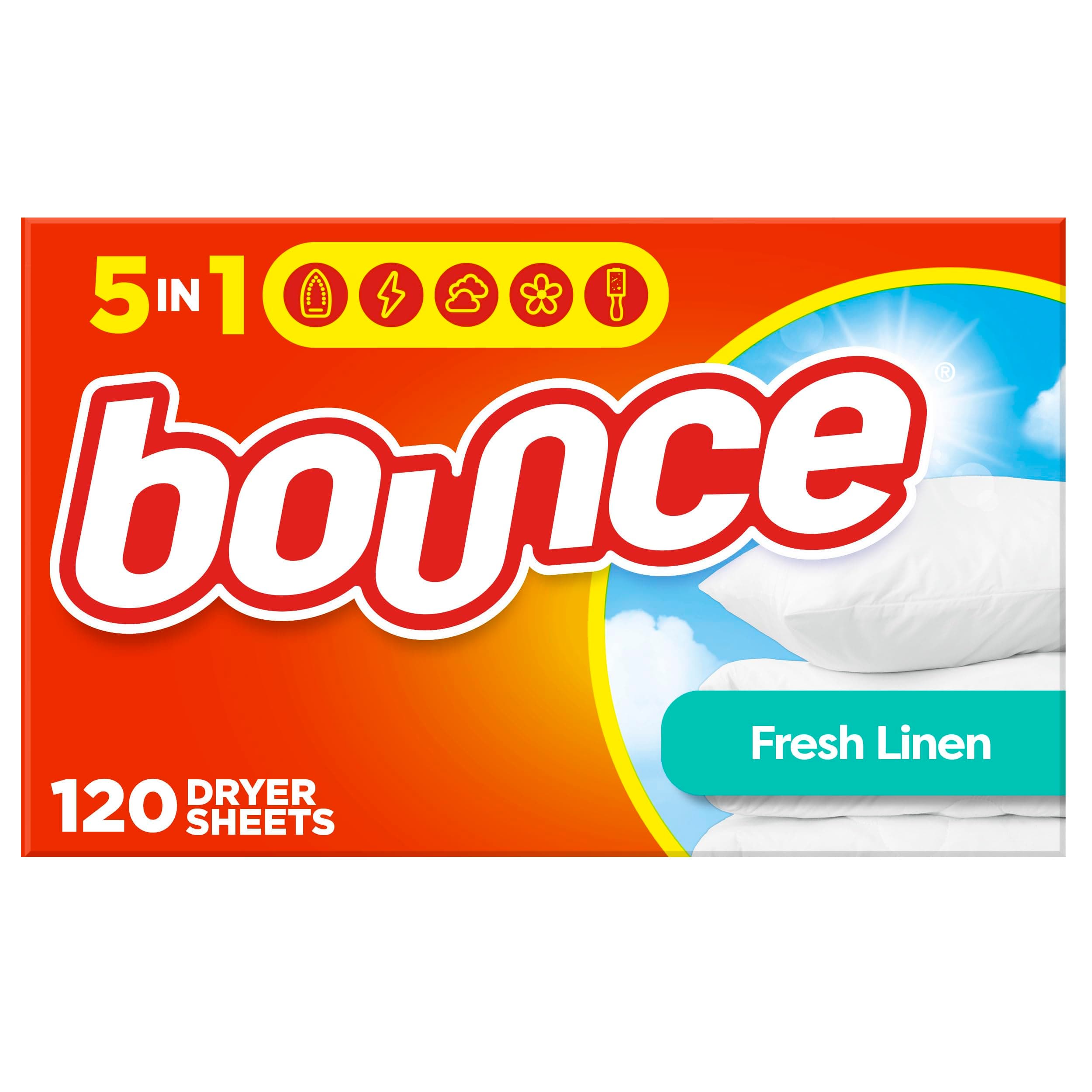 Bounce Fabric Softener Sheets, Fresh Linen Scent, 120 Count
