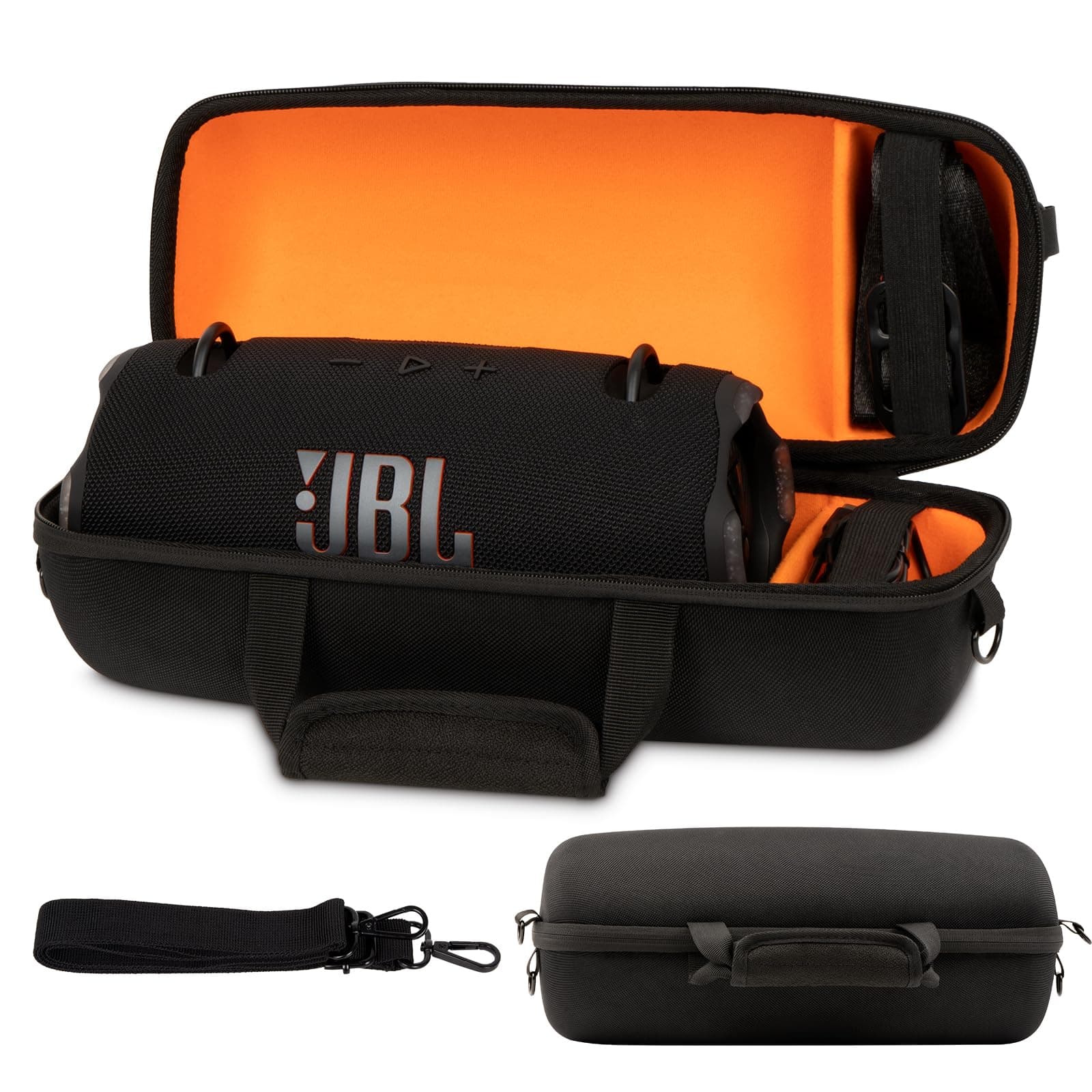 Hard Case Compatible with JBL Xtreme 4/Xtreme 3 Bluetooth Speaker,Travel Carrying Storage Holder Bag with Replacement Shoulder Strap Fit for Charger Adapter and Accessories (Black)