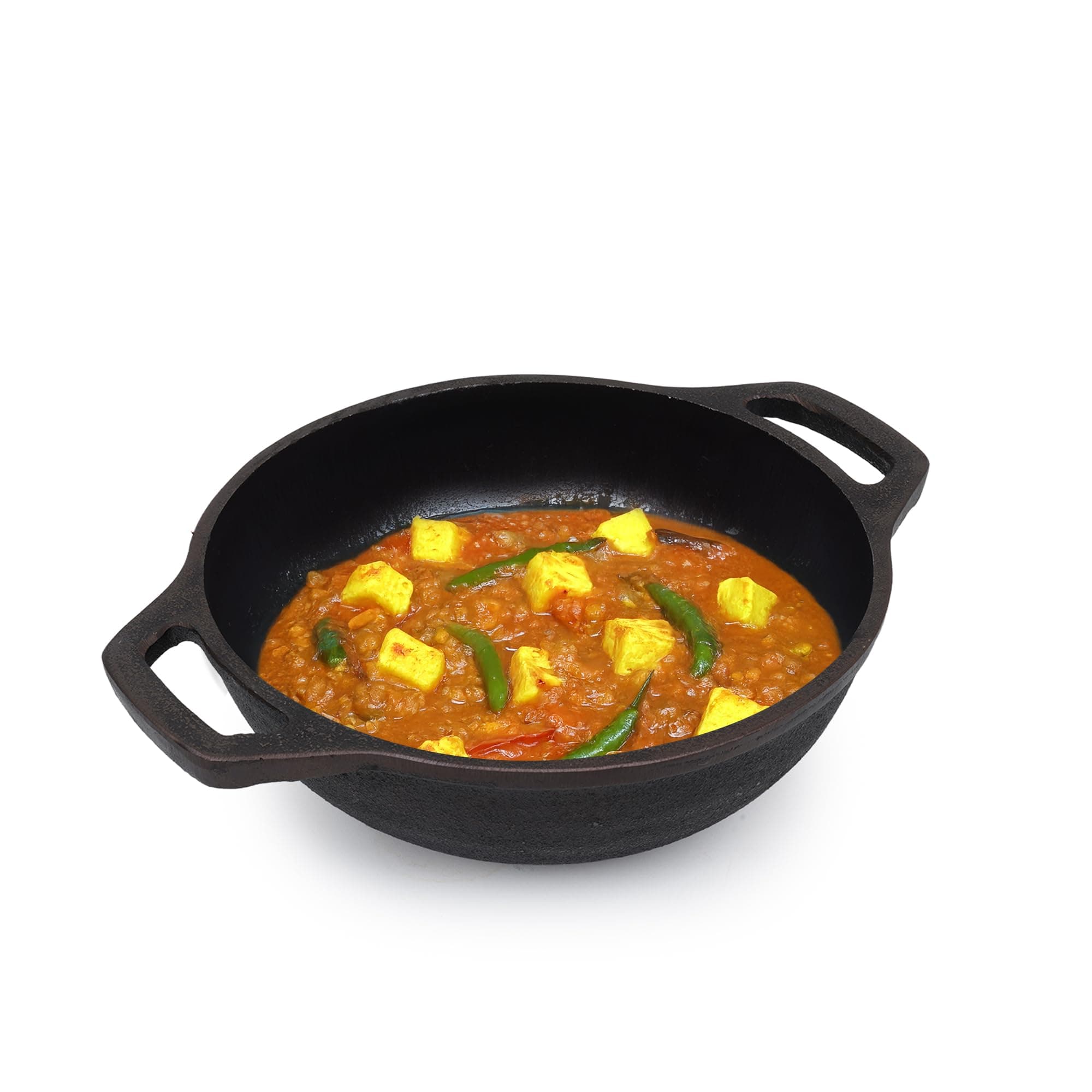 The Indus Valley Super Smooth Cast Iron Kadai for Deep Frying | Small, 20.3cm/ 8Inch, 1.3Ltr, 1.8kg | Naturally Nonstick, Pre-Seasoned Kadhai, 100% Pure & Toxin-Free, No Chemical Coating
