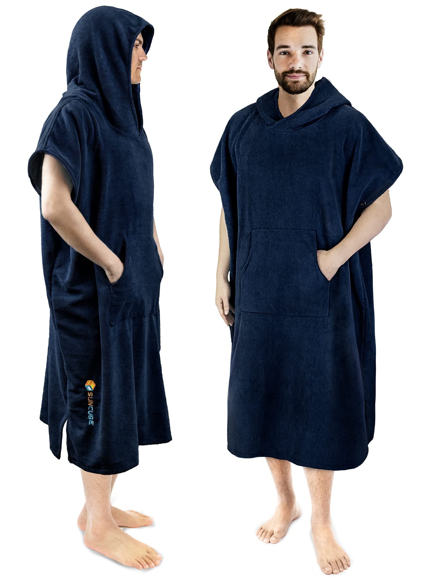 SUN CUBE Surf Poncho Changing Robe with Hood | Absorbent Quick Dry Microfiber Wetsuit Changing Towel with Pocket for Surfing Men Women