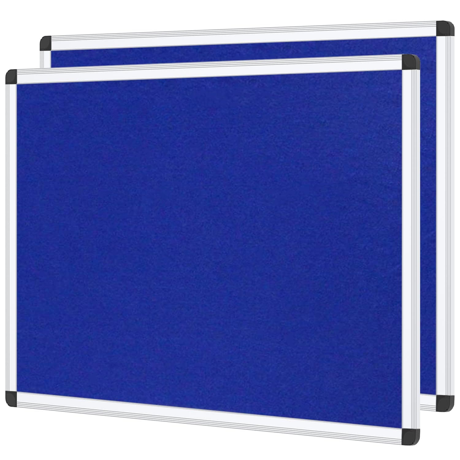 VIZ-PRO Notice Board Felt Blue, 2 Pack, 90x60cm, Silver Aluminium Frame