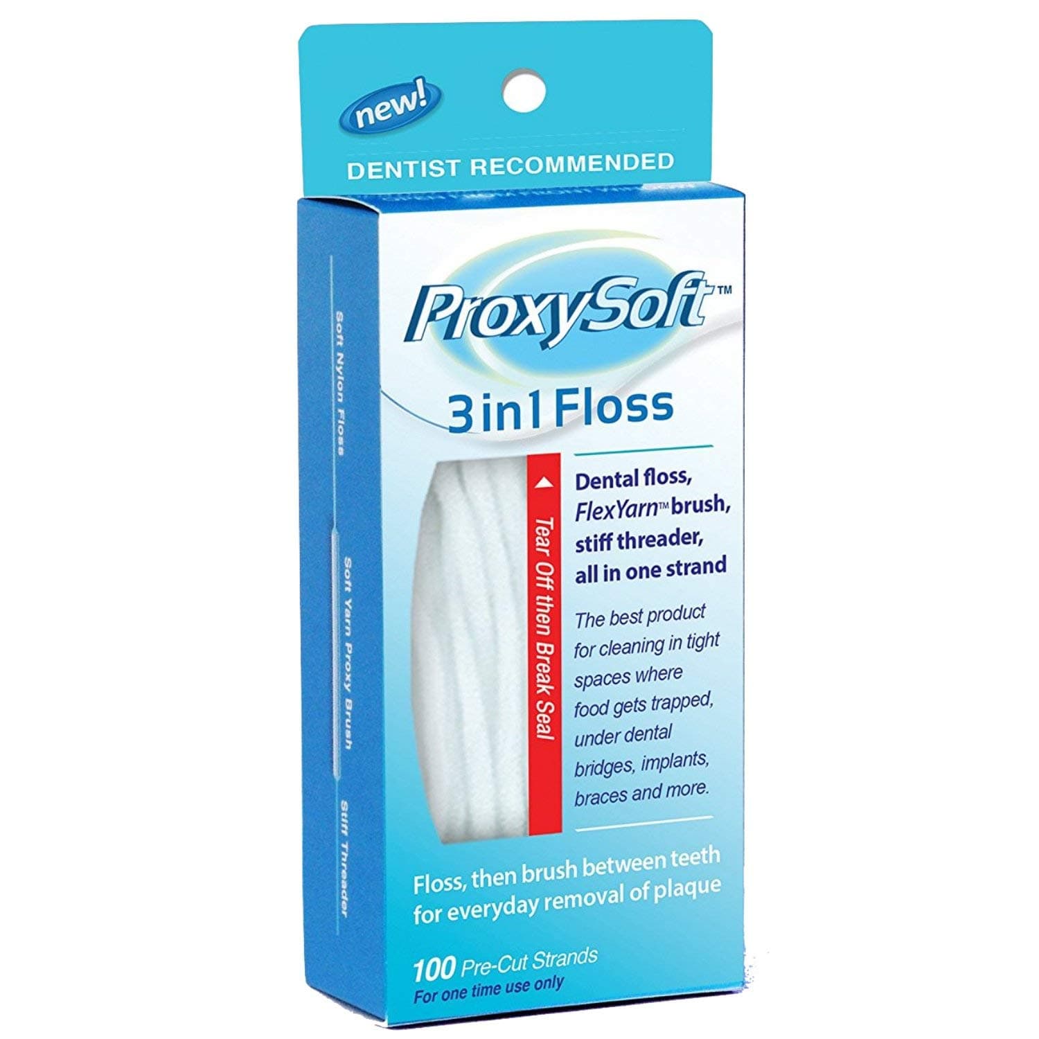 1 x Proxysoft (previously thorntons) 3-in-1 floss - 100 strands per pack