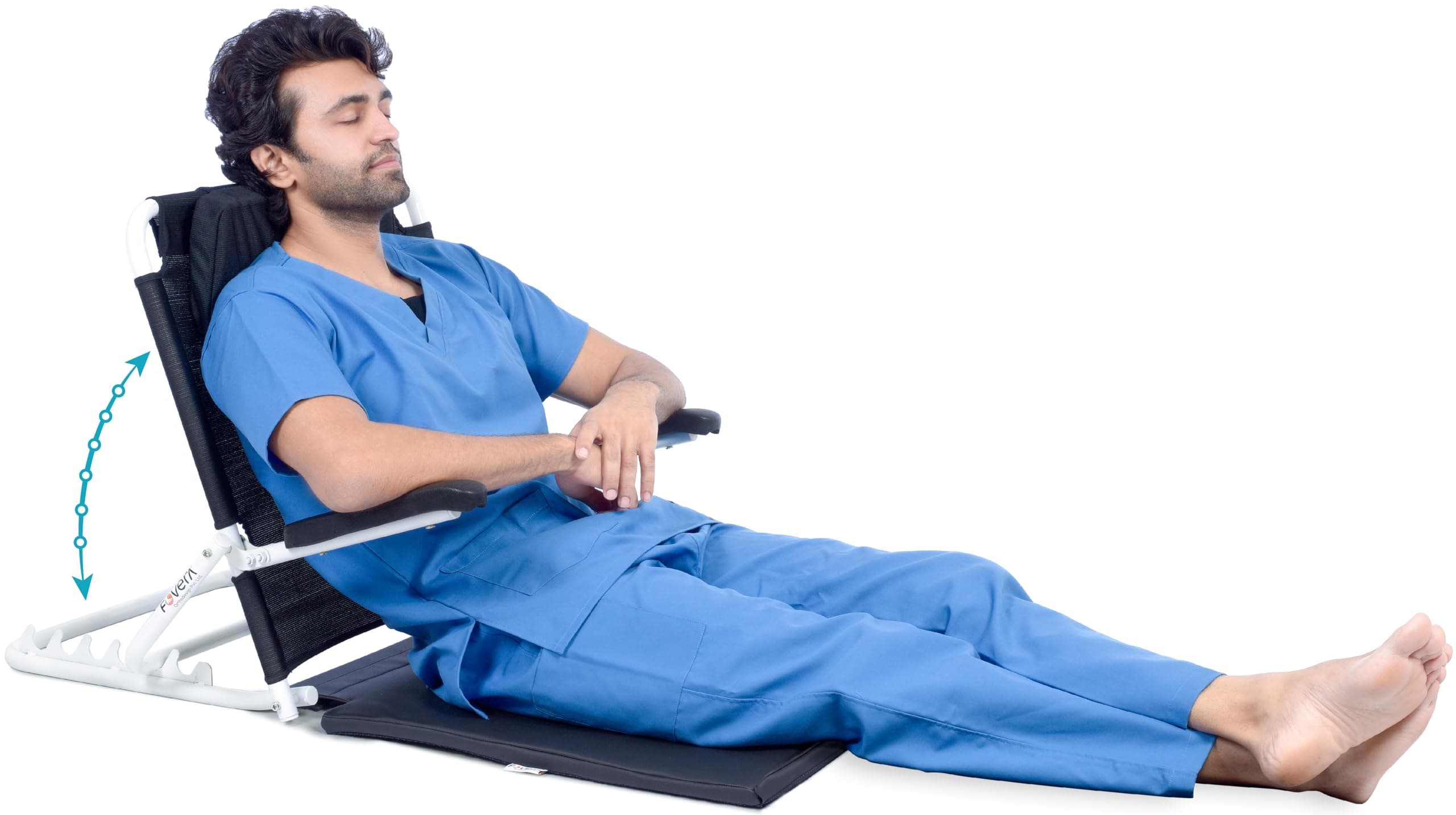 FOVERA Adjustable Hospital Back Support for Bed with Arm Rest, Back Rest Chair, Recliner for Patients, Large Size, Multifunction, 6 Changeable Recline Angles, Foldable & Portable