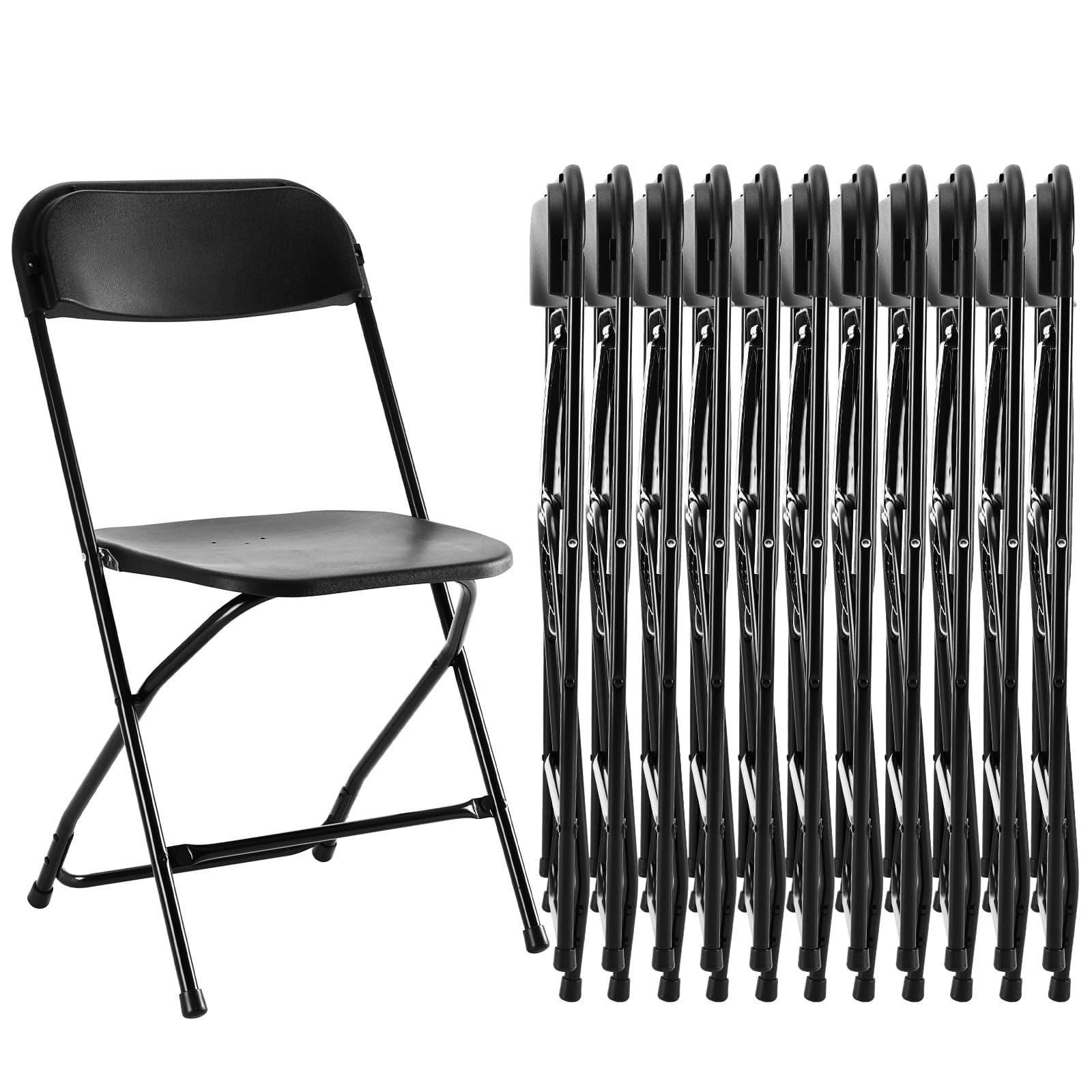 Sweetcrispy Folding Chair 12 Pack, Plastic Foldable Chairs with 330-Pound Capacity, Sturdy Metal Portable Chair, Easy to Use and Store, Outdoor and Indoor, for Home, Office, Party, Comfy, Black