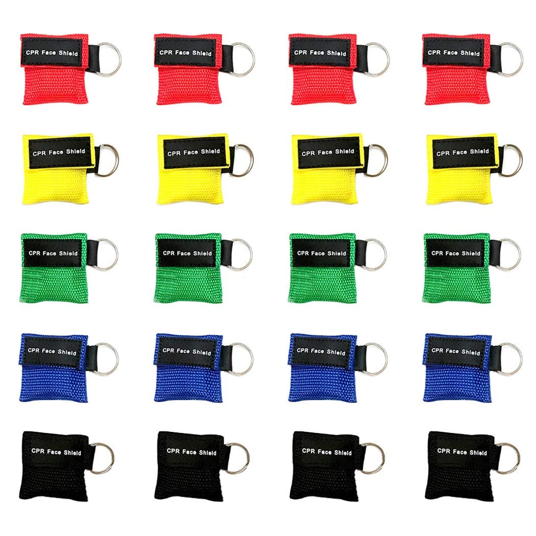 20 Pack CPR Face Shield Mask, Keychain Mask Disposable Emergency Kit CPR Face Shields for First Aid Cardiac Resuscitation Training