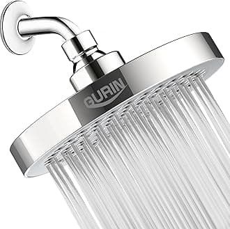 Gurin - High Pressure Rainfall Shower Head - Luxury Bathroom Shower Head with Chrome Finish - Adjustable Angles - Anti Clogging Silicone Nozzles - 2.5GPM