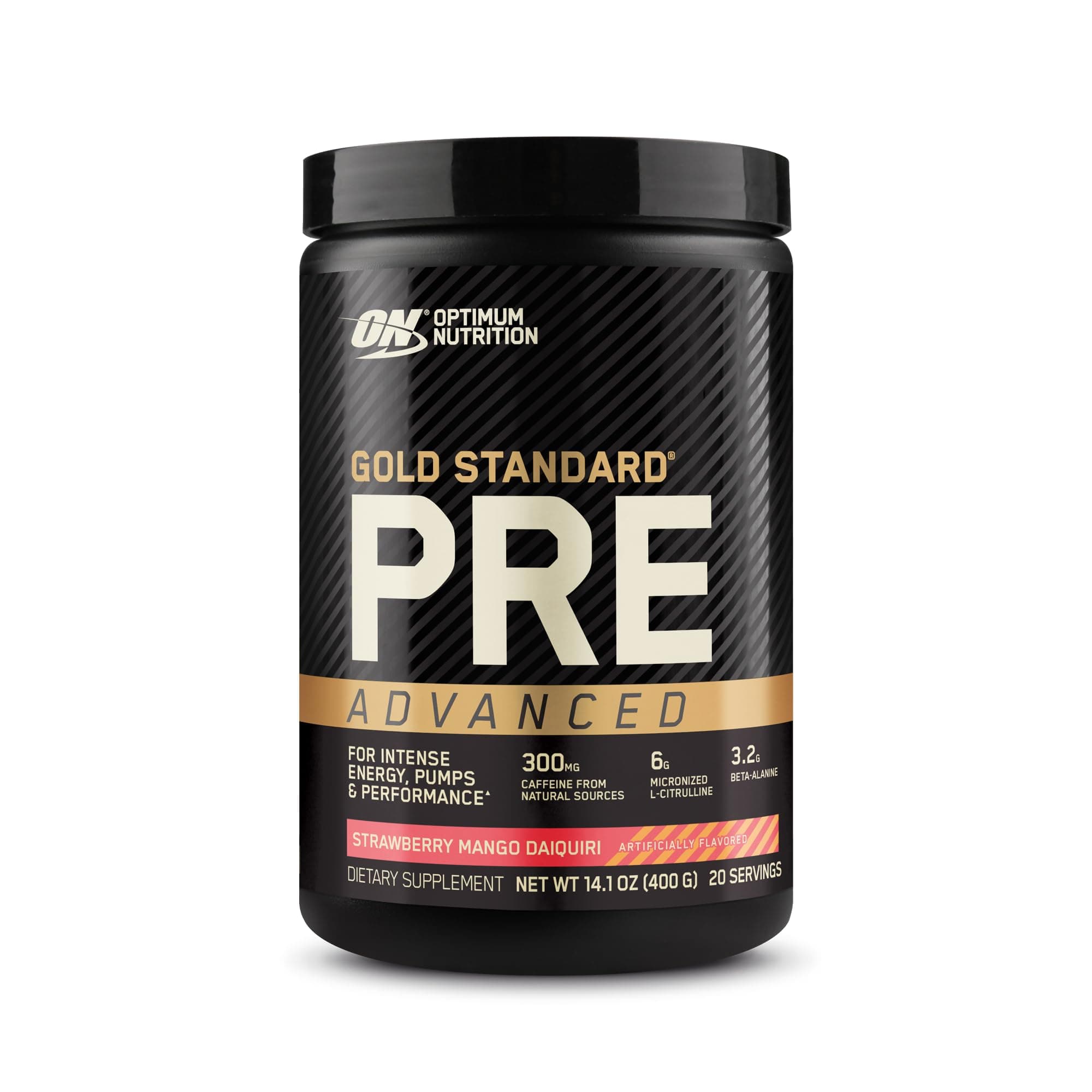 Optimum Nutrition Gold Standard Pre Workout Advanced, with Creatine, Beta-Alanine, Micronized L-Citrulline and Caffeine for Energy, Keto Friendly, Strawberry Mango Daiquiri, 20 Servings