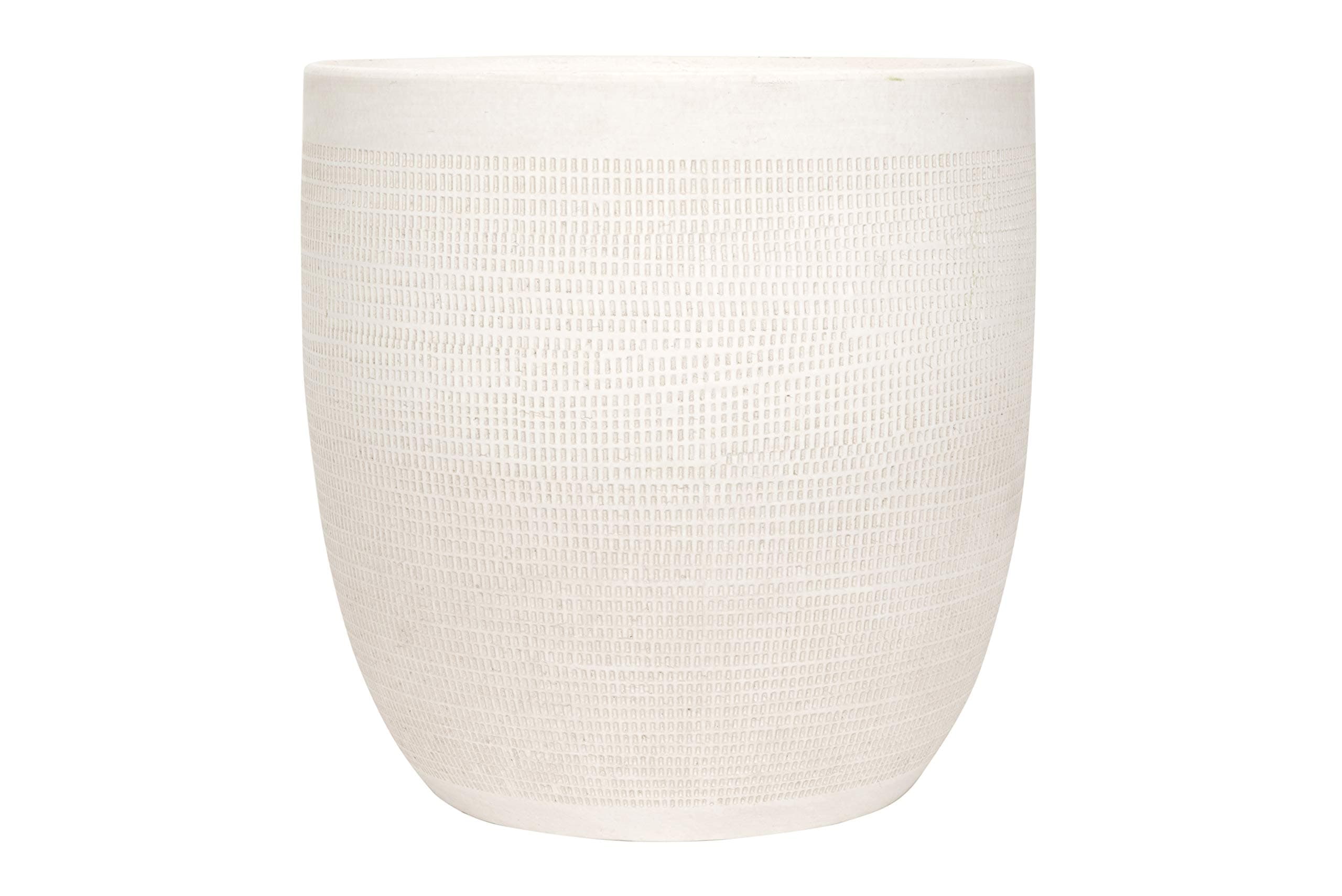 Creative Co-Op Large Matte White Embossed Stoneware Planter