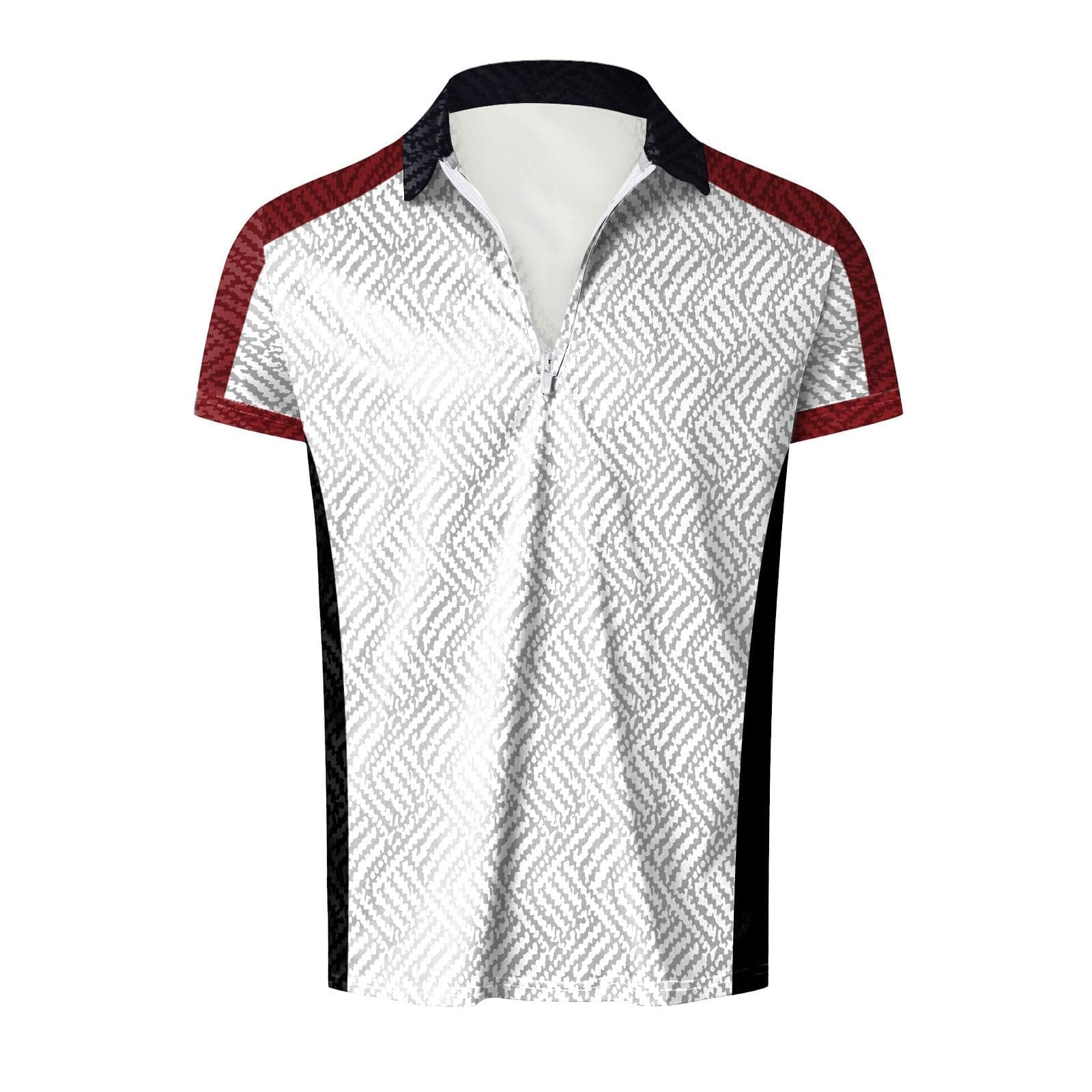 One Button Suits for Men Ramp Print Two Piece Suit Zipper Short Sleeve Top Blouse Suit Drawstring Men's Tuxedo