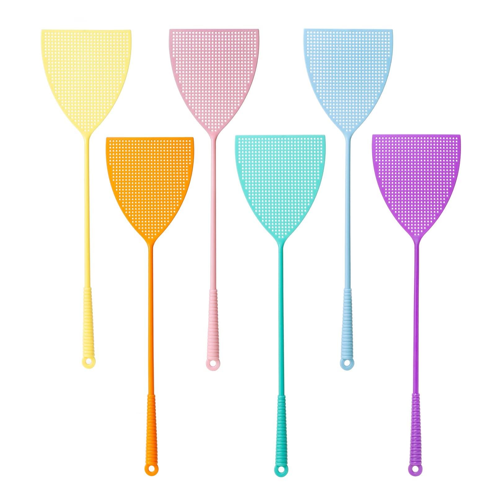Fly Swatter, 6 Pack Plastic Fly Swatters 17.5“ Strong Flexible Manual Swat Set Pest Control Perfect for Flies, Mosquitoes, Horse Flies, Wasps, Insects - with Assorted Colors