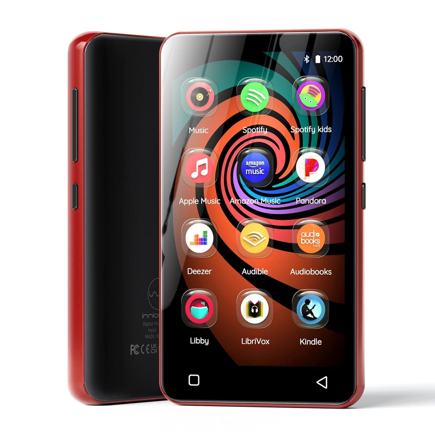 - 160GB MP3 Player with Bluetooth and WiFi, Android Music Player with Spotify,Amazon Music,Pandora,4" Full Touch Screen MP3 Player with Audible,Libby,Audiobooks (Black_Red)