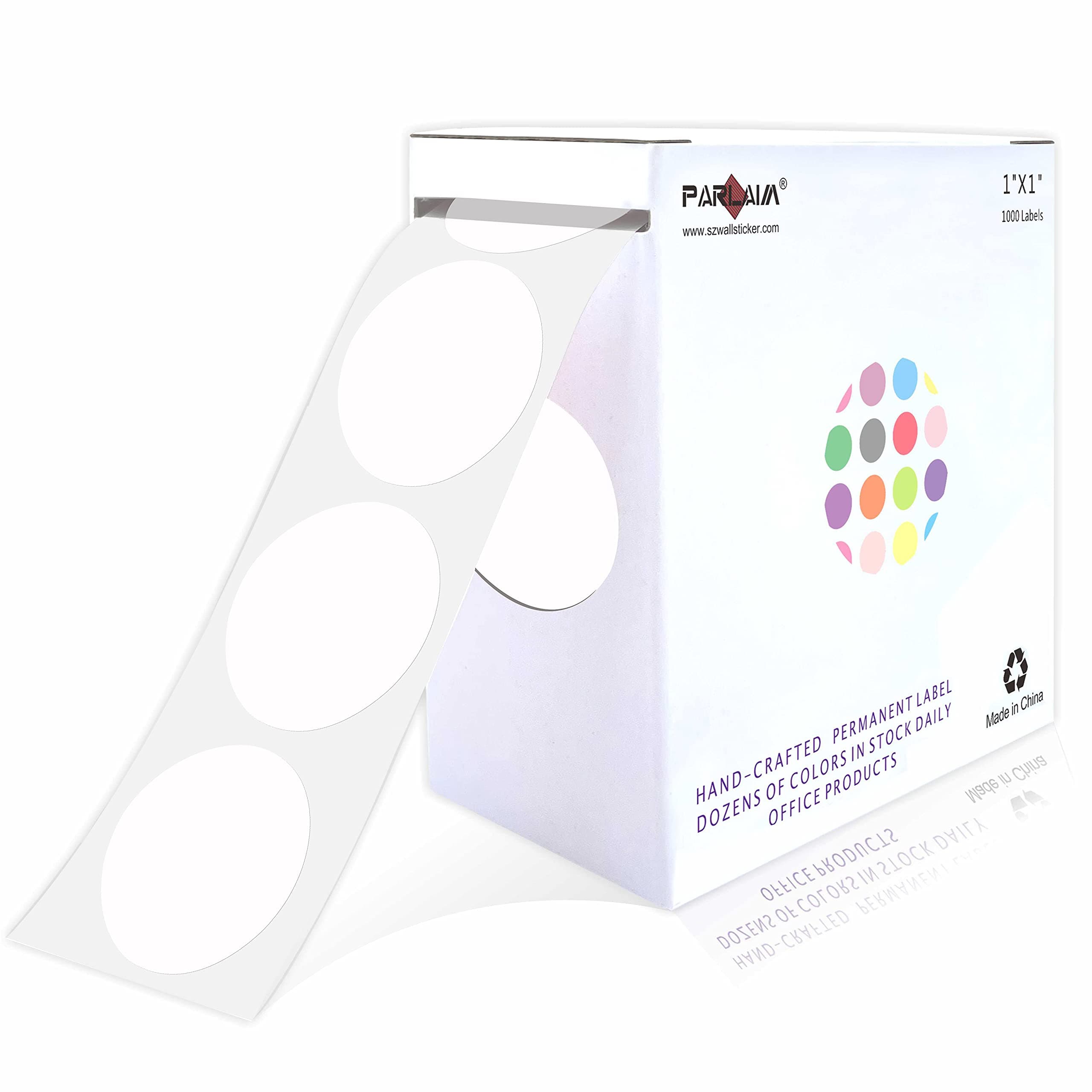 PARLAIM 1" White Round Color Coding Circle Dot Labels on a Roll, 1000 Stickers, 1 inch Diameter
