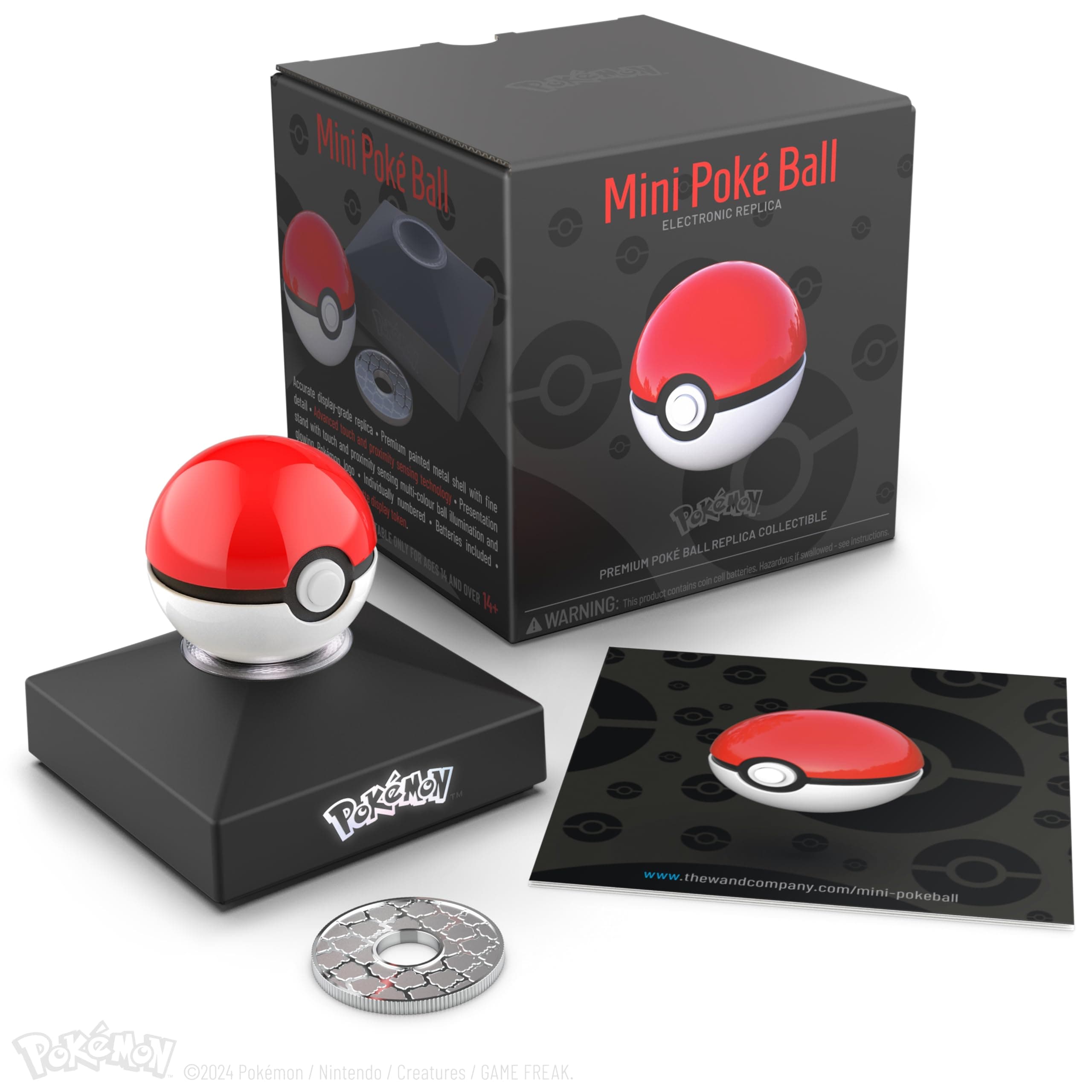 Pokémon Trainer Mini Poké Ball Range of Authentic Replicas - Realistic, Electronic, Die-Cast Poké Ball with Display Stand Light Features
