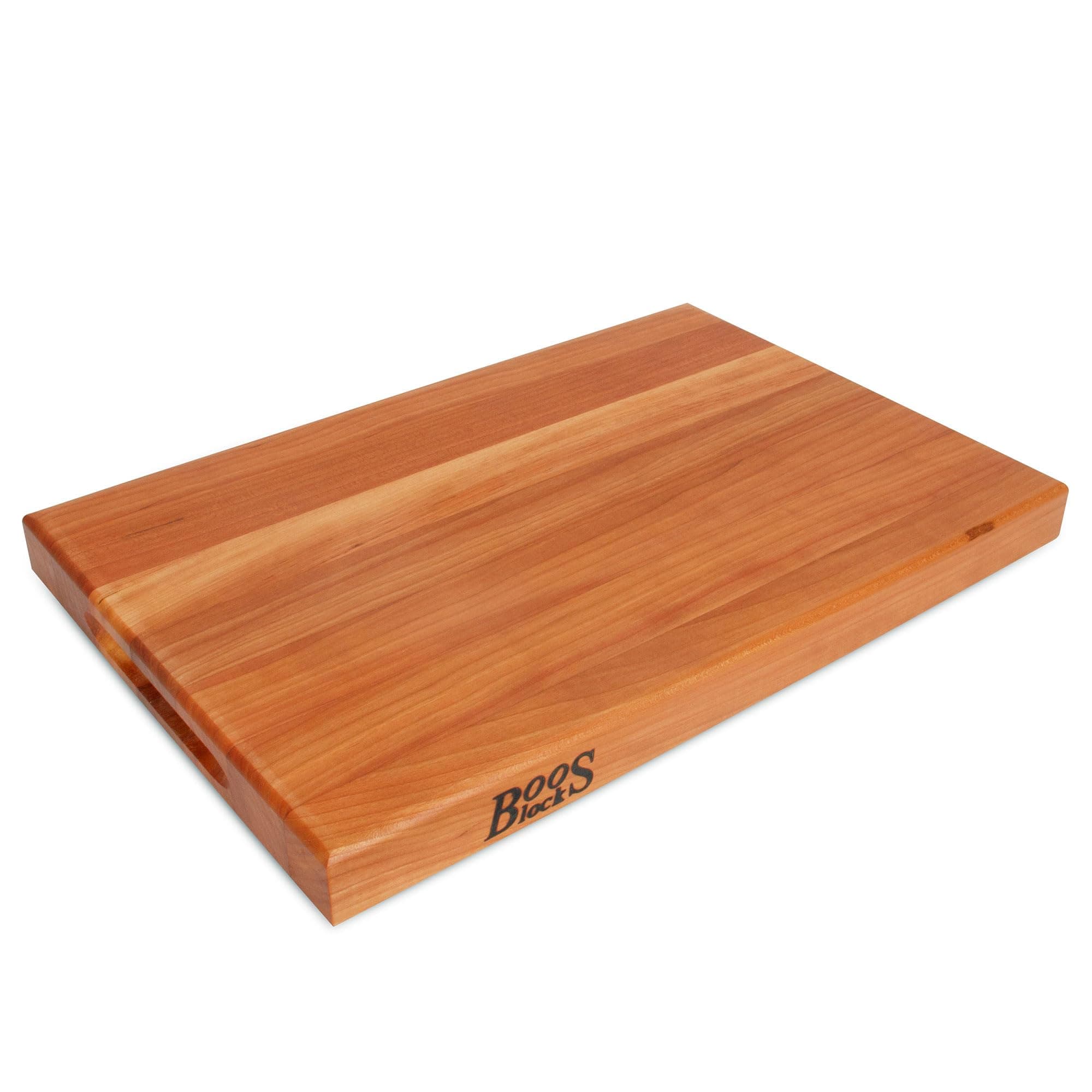 John Boos R-Board Series Rectangular Wooden Cherry Cutting Board 24”x18” – 1.5” Thick, 13.5-lb Reversible Butcher Block with Edge-Grain & Finger Grips – Made in the USA
