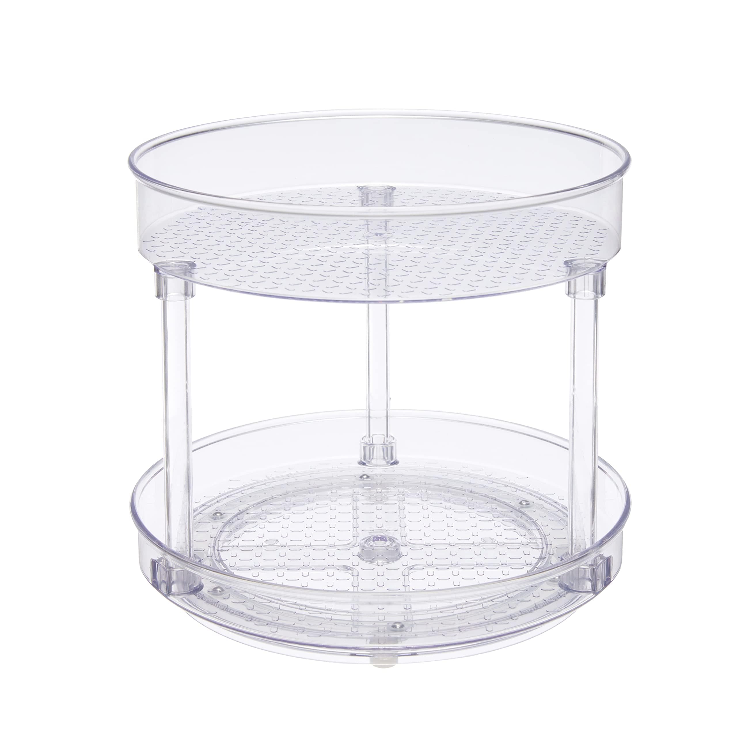 Amazon Basics Clear 2-Tier Lazy Susan Turntable Organiser, 22.9 cm
