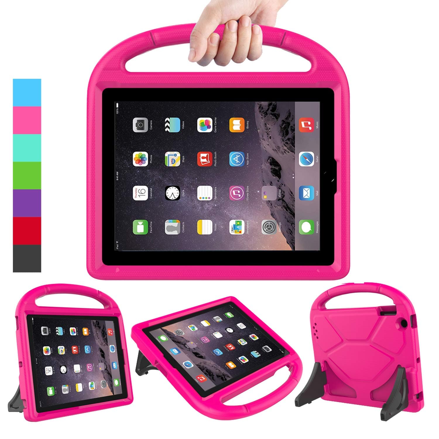 LEDNICEKER Kids Case for iPad 2 3 4 - Light Weight Shock Proof Handle Friendly Convertible Stand Kids Case for iPad 2, iPad 3rd Generation, iPad 4th Gen Tablet - Magenta/Rose