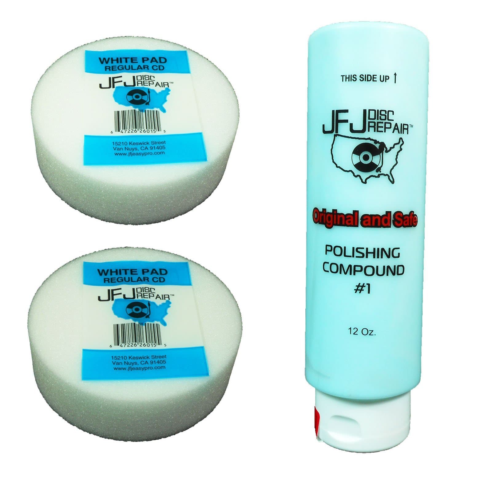 Original JFJ Combo Pack: 2 JFJ Single/Double Arm Pads, and 1 Polish Compound #1 12oz