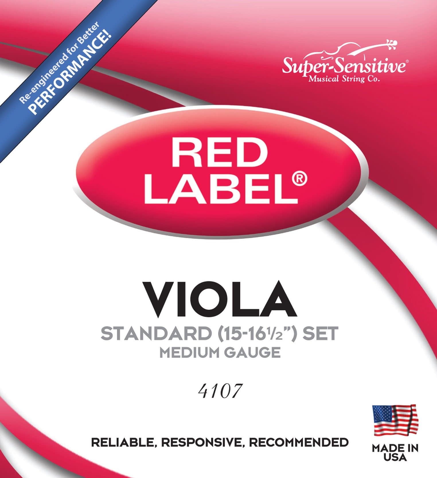 4107 Red Label Full Core Standard Viola Strings, Set of 4