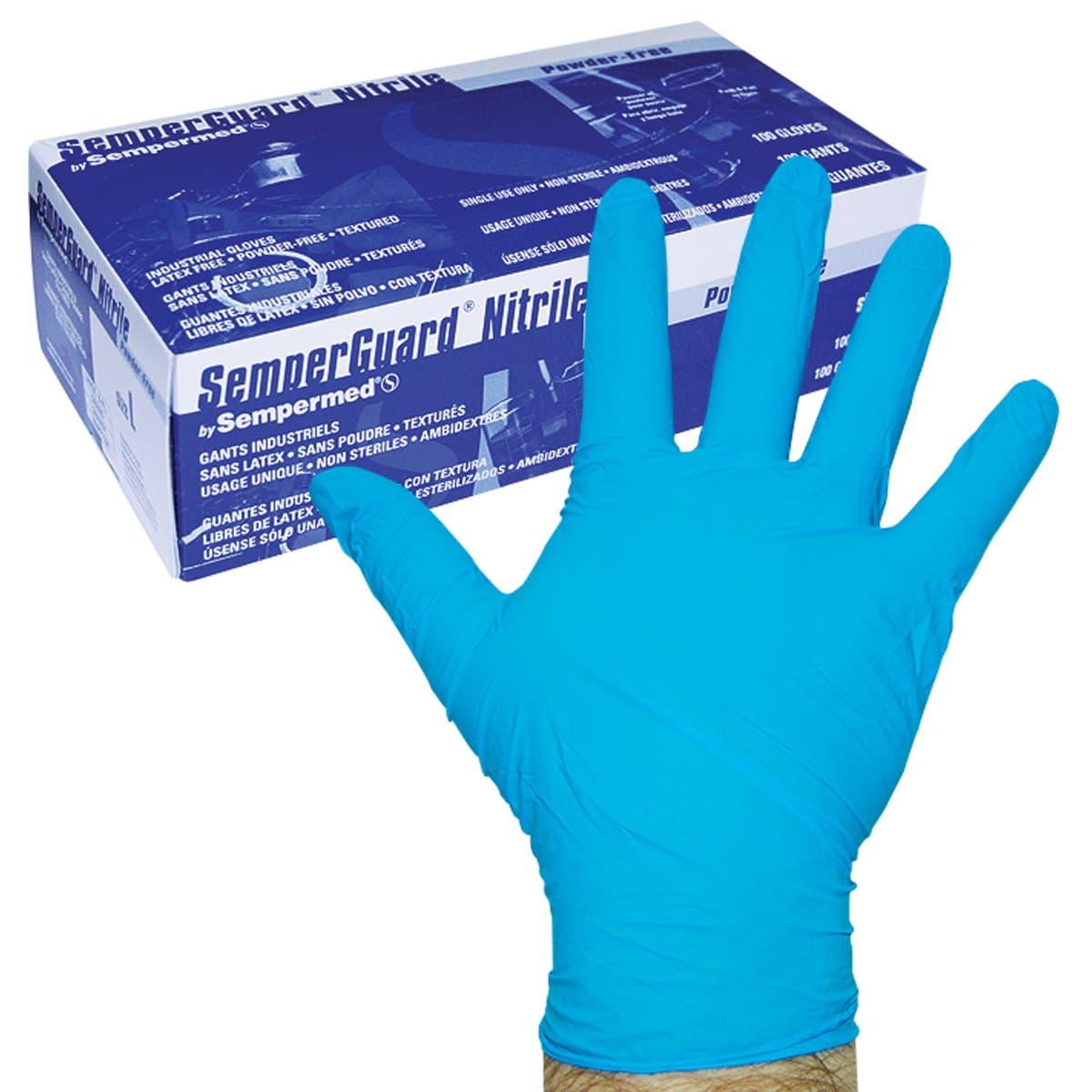 Sempermed ES-100 4-mil Blue Nitrile Gloves-Small-Box/100, Small
