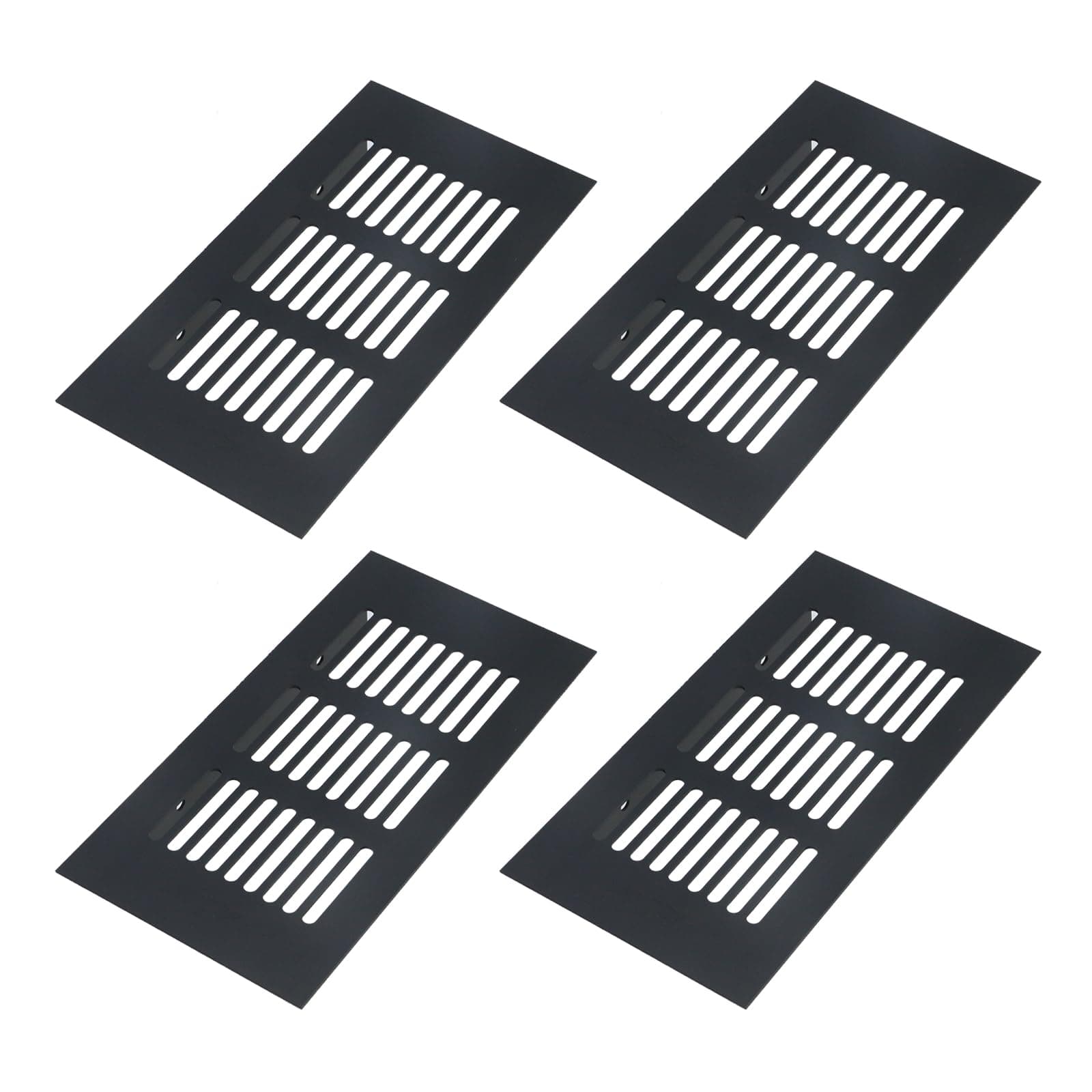 T Tulead Aluminum Alloy Rectangular Vent Air Vent Cabinet Matte Black Vent Grill (6"x3.1"x0.6",4PCS) for Cabinet,Wardrobe,Shoe Cabinet
