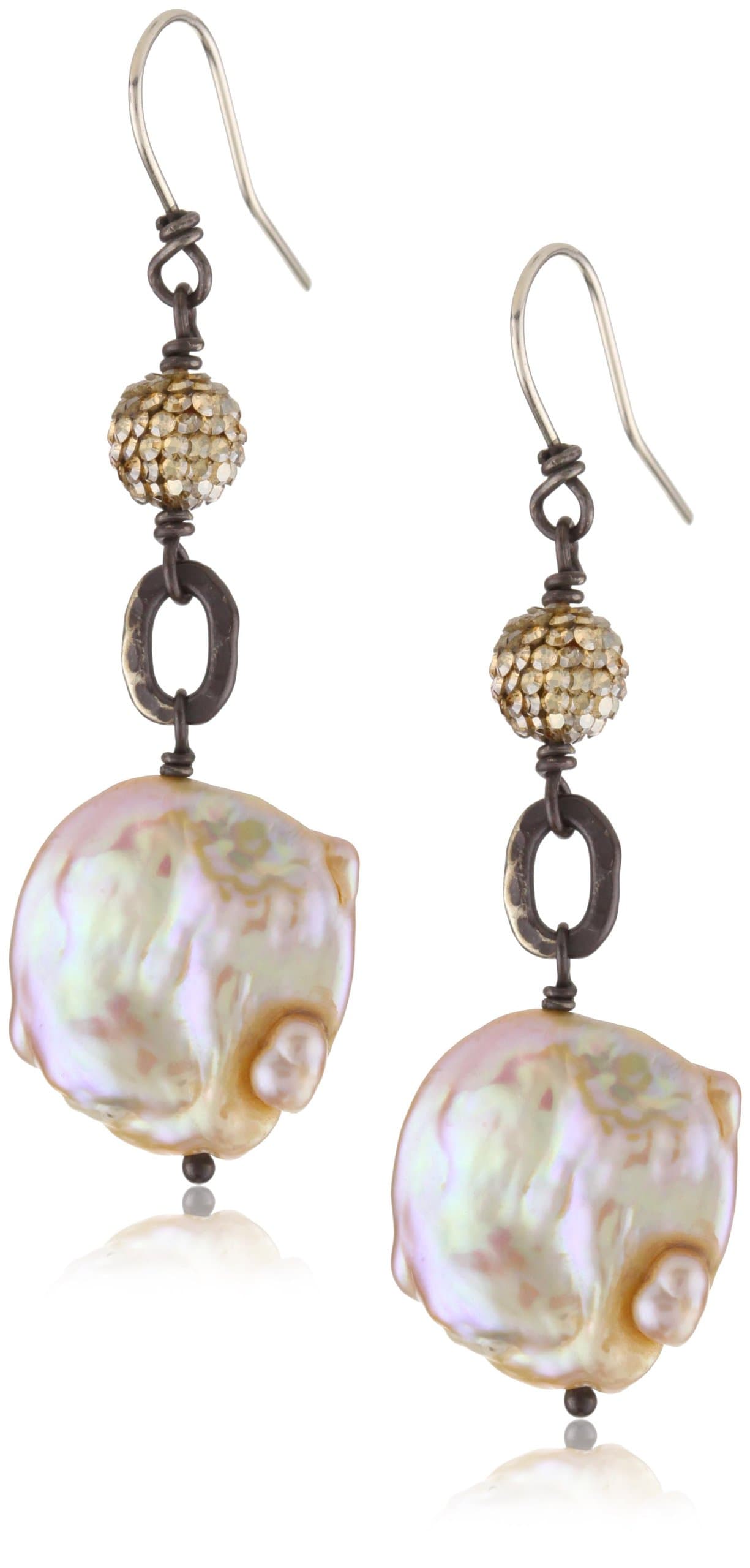 "Canne" Fresh Water Peach Pearl Drop Earrings