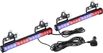 ASPL 2x16.8 inch Emergency Flashing LED Traffic Advisor Strobe Light Bar 32LED 26 Flash Patterns Interior Safety Warning Lights (Red/Blue)