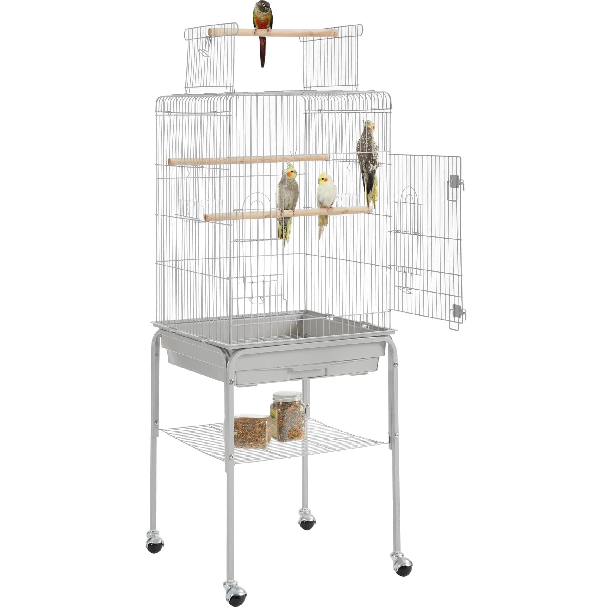 Yaheetech 53.5'' Metal Bird Cage Open Top Parrot Cage w/Stand for Parakeets Cockatiel Canary Quaker Budgies