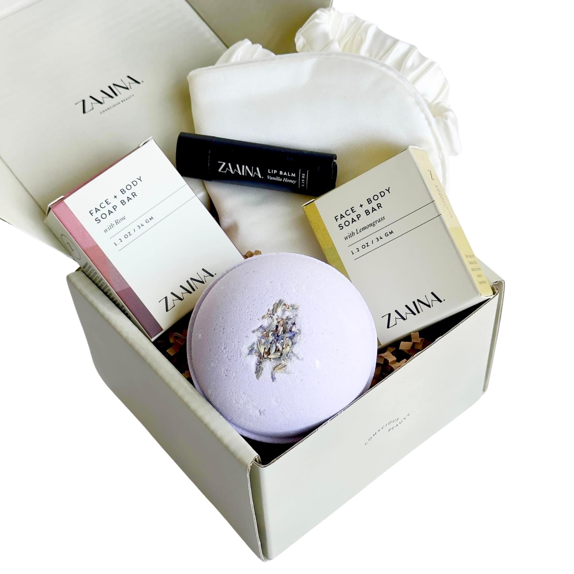 Mini Spa Gift Set under 20. Little Luxuries Spa Gift Box for Women, Friend, Mom, Teenage Girl. Small Gift Ideas Bath Bomb Soap Lip Balm, Unique Gift for Teacher, Coworker, Nurse or Favors by ZAAINA