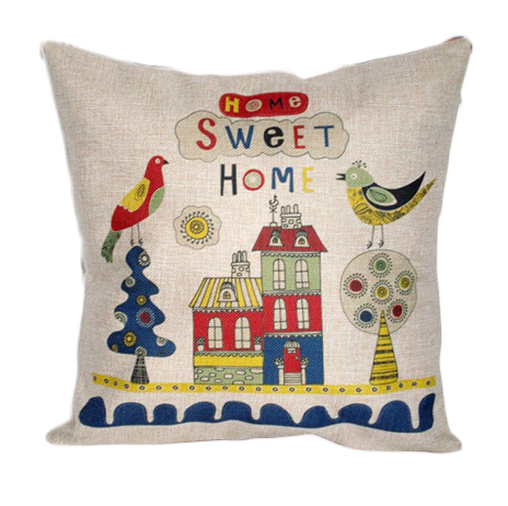 Lakiss Custom Cotton Linen Square Decorative Throw Pillow Case Sofa Cushion Cover 18"X18"