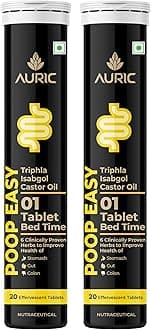 - Auric Poop Easy Effervescent Tablet | 40 Tablets Support Bowel & Gut Cleanse | An Ayurvedic Pure Natural Plant-Based Supplement