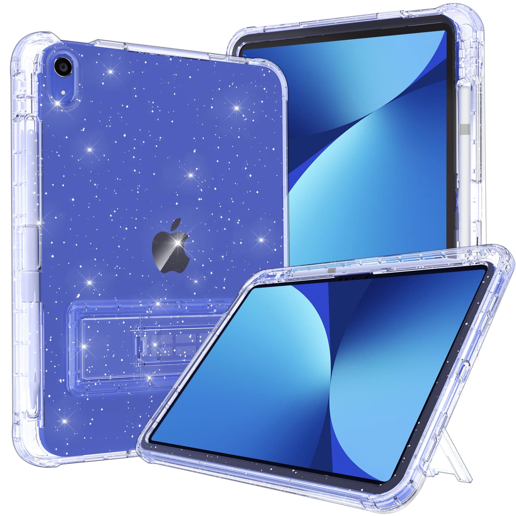 Rantice Case for iPad 11-Inch (A16) 11th Generation 2025 / iPad 10th Generation Case, Pencil Holder & Kickstand - Slim, Glittery and Shockproof Bumper for Women and Girls, Clear Glitter