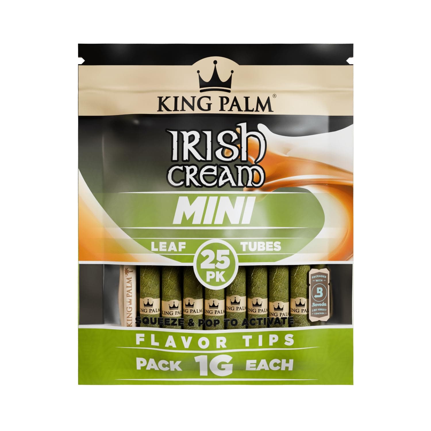 Rolling Station LTD 25 x King Palm Leaf Pre Rolled Cones | Irish Cream | Size Mini | 1 Pack = 25 Rolls
