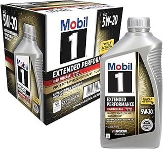 1 Extended Performance High Mileage Full Synthetic Motor Oil 5W-20, 1 Quart (6-pack)