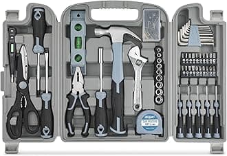 Hi-Spec 54 Piece Household DIY Tool Kit Set. Blue Hand Tools for Home Repair in a Carry Case.