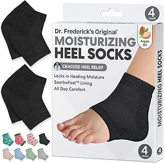 Dr. Frederick's Original Moisturizing Heel Socks for Cracked Heel Treatment - 2 Pairs - Heel Socks for Dry Cracked Feet - Cracked Heel Repair - Heal Dry Heels - Foot Care for Women & Men - Argan Oil