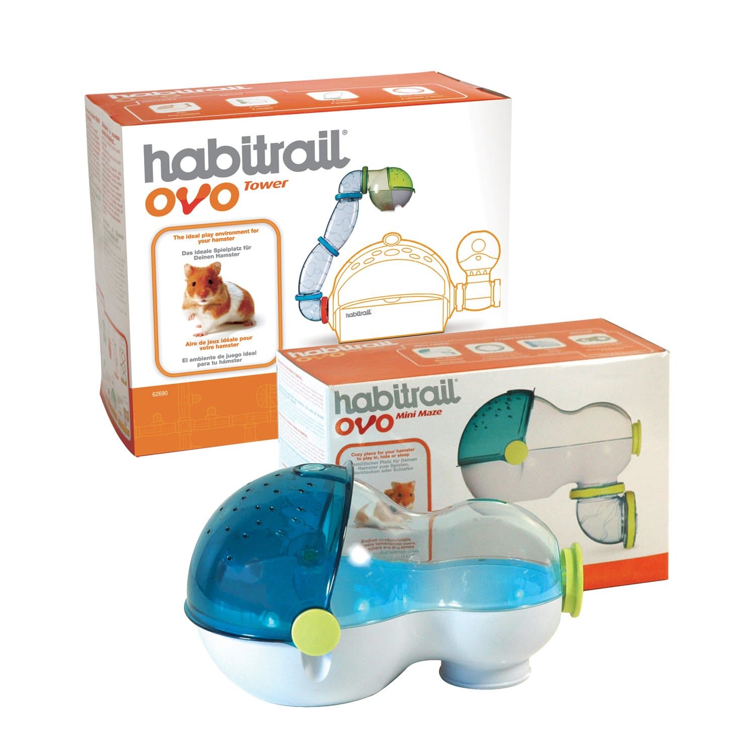 OVO Hamster Mini Maze and Tower Value Pack, Hamster Cage Accessories for Small Animal Habitats