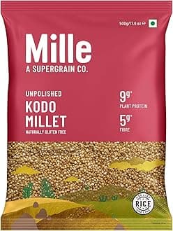 Mille Kodo Millet Whole Grain | Kodra/Varagu | Ideal for Fasting | Unpolished, Toasted, No Soaking Required Gluten Free | High Plant Protein and Fibre | Ideal for Iron Deficiency | Just cook for 10 minutes | High Grade Whole Grain | 500g