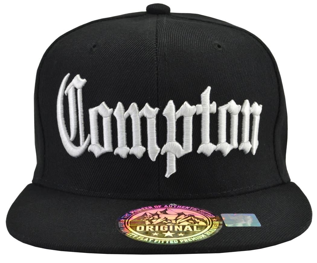 Incrediblegifts Compton Snap Back Black Hat White Embordered,One Size