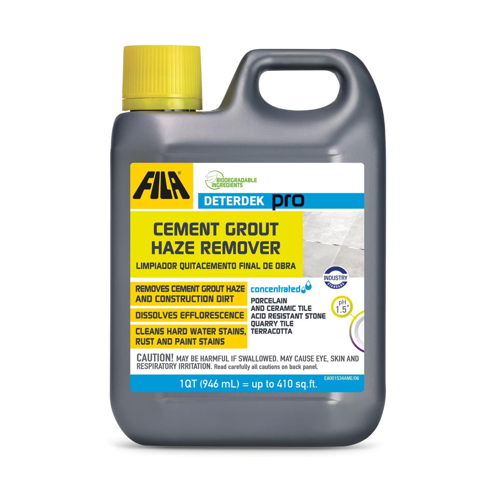 FILA Surface Care Solutions, DETERDEK PRO Cementitious Grout Haze Remover, Effective Against Rust Stain, 1 QT